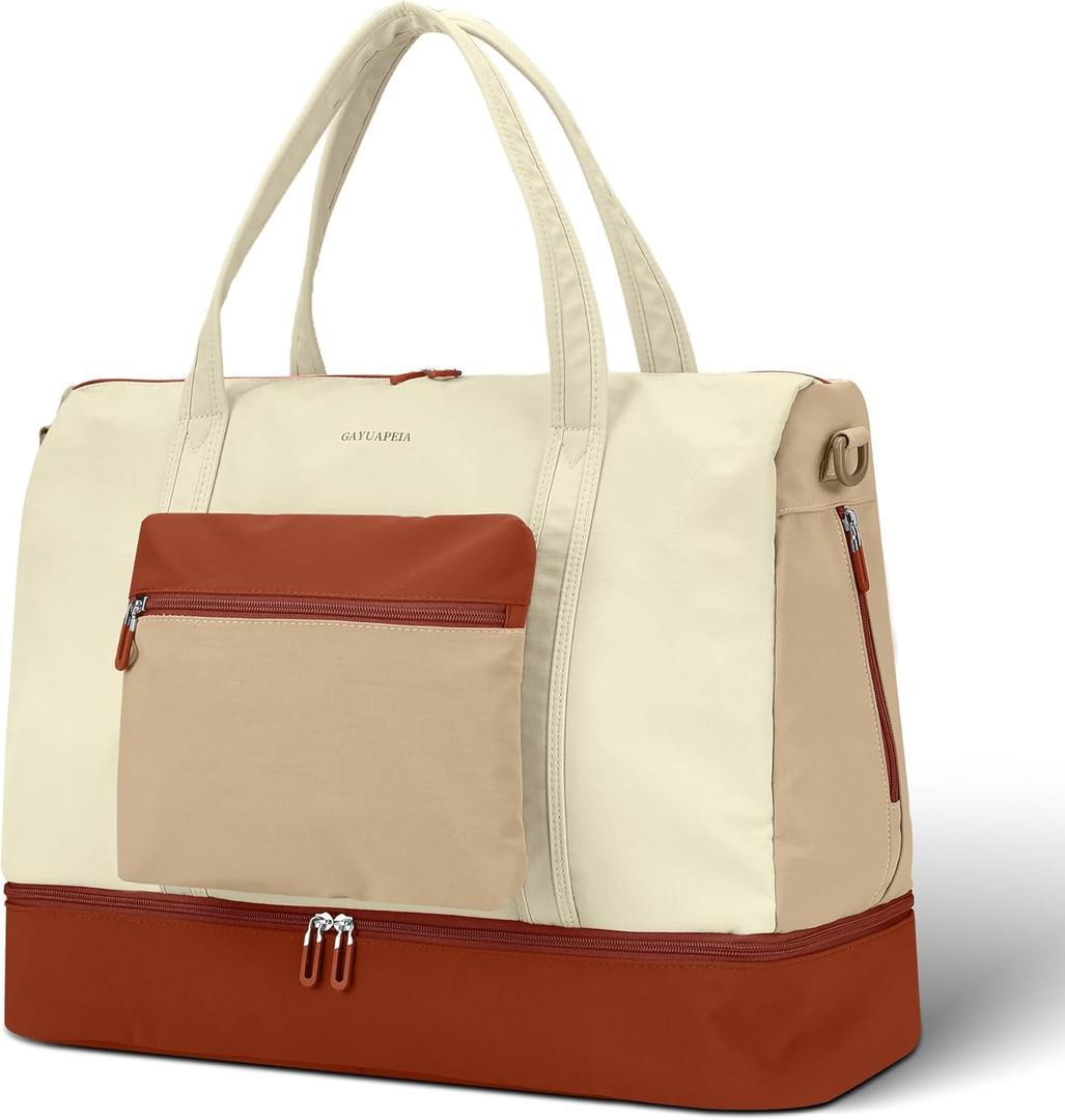 Women's Weekender bag Travel Duffel Bag with Shoe Compartment 21-inch Airline-Approved Carry-On, 2-Piece Overnight Bag Set Personal Item Luggage