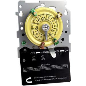 T101M Pool Timer Mechanism Only, Pool Pump Timer, 120V 2HP SPST 40A Time Switch, 24 Hour 12 ON/Off for Pool Pump, Heavy-Duty Mechanical Time Switches,Time Switch Mechanism Only