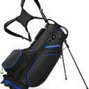 Golf Stand Bag for Men Navy 14 Way Divider Golf Bags, 6LB Lightweight Portable Walking/Riding Bags with Dust Cover, Strap (Black/Blue)