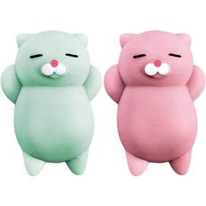 Nutty Toys Squishy Cat Set - 2" Soft Silicone Kawaii Kitties, Top Stress Relief Toy 2026 Unique Gifts for Teens Kids Women Men Adults Best Teenage Girls Teen Boy Tween Valentines Day, Easter Gift Idea (Pink/ Green)