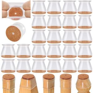 24 Pcs Chair Leg Floor Protectors for Hardwood Floors Silicone Covers to Protect Wood Tile Floors Felt Pads Furniture Leg Caps Non Slip Reduce Noise (Fit:1.3"-2")