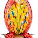 Muse Garden Glass Humming Bird Feeders for Outdoors - 27OZ Blown Glass Hummingbird Feeder - Unique Gift Mom Bird Lovers Women, Outdoors Hanging Garden Decor, Includes Ant Moat & Brush, Red Phoenix