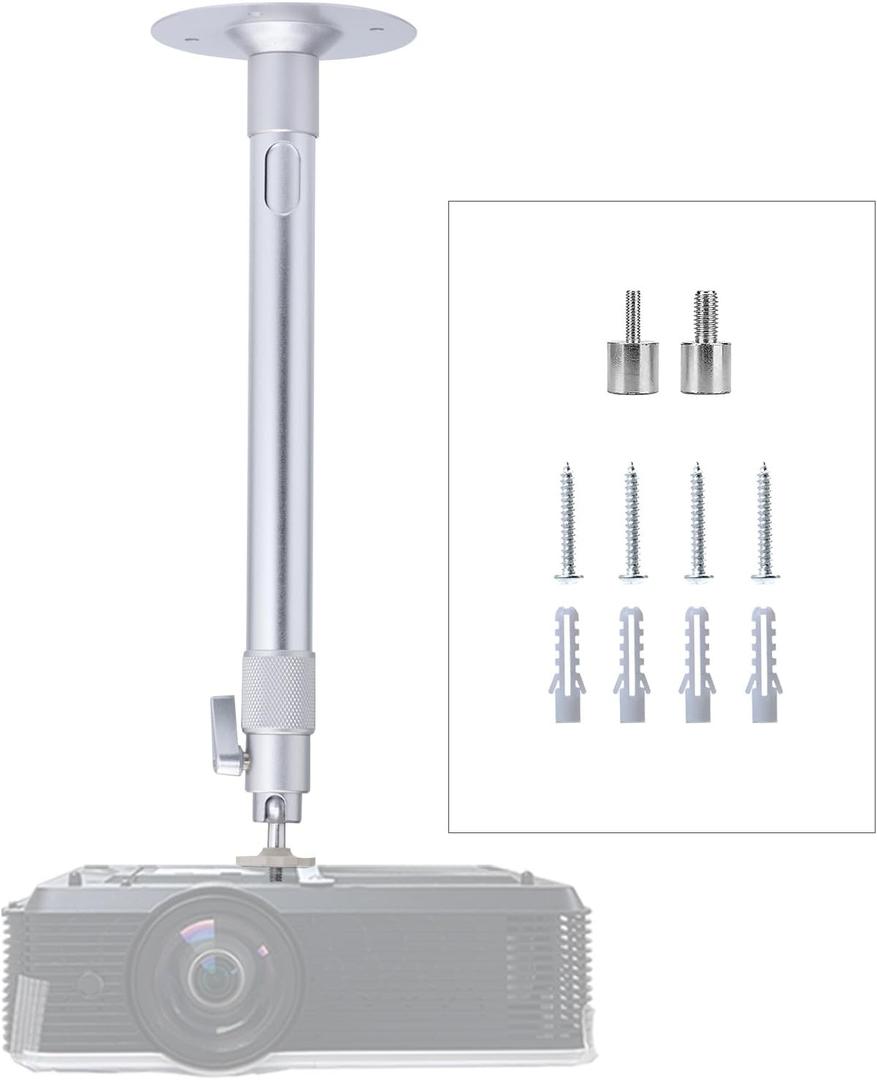 Universal Projector Wall Ceiling Mount Hanger Adjustable Length from 11.8 inch to 23.6 inch, 11 lbs Load Ceiling Projector Mount Holder Stand Mounting Bracket with 360 Rotatable Head