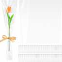 mekueeex 100 Pcs Single Rose Sleeve with 100 Pcs Floral Water Tubes for Bouquets, Single Flower Sleeve Flower Wrapping Bags Flower Water Tubes for Mother's Day Graduation Party(Transparent)