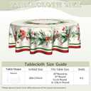 Imiss Christmas Holly Round Tablecloth Winter Snowflake Wrinkle Resistant Table Cloth Xmas Red Bird Decor Table Cover for Winter Holiday Home Kitchen Picnic Party 60 Inch