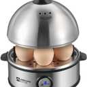 Annie & Mia Design Electric Egg Cooker, All Stainless Steel 7 Egg Capacity Egg Boiler, 360W, Hard, Medium, Soft Boiled Egg Poacher, Egg Steamer, Multi-function, Auto Shut-Off Function, BPA-free