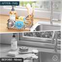 Consumest Sponge Holder for Kitchen Sink - Auto Draining Sink Caddy Organizer with Detachable Rack, High Brush Holder, Kitchen Countertop Storage Accessories, Sand Nickel