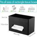 PU Leather Tissue Box Cover with Storage Tray, Rectangle Decorative Organizer Holder for Bathroom Vanity, Bedroom Dresser, Office and Nightstand, Black