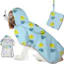 SlowTon Dog Raincoat, Adjustable Dog Rain Jacket Clear Hooded Double Layer, Waterproof Poncho with Reflective Strip Straps and Storage Pocket for Small Medium Large Dogs Puppies(DK M) (Duck Pattern)