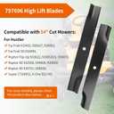 601124 Mower Blades Compatible with Hustler 54" Deck, 797696 High Lift Blades for Hustler Raptor SD, Fastrak, Super Z Series Lawn Mower, Replace for 92-208 601012 797712 (6 Pack)