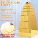 Geelin 8 Pack Acrylic Buffet Risers - 3 to 10 Inch Decorative Cube Boxes, Display Stands with Hollow Bottoms for Food Jewelry Table Display Supplies(Gold,Flat)