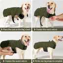 HEYWEAN Dog Winter Coat - Waterproof Windproof Reflective Vest for Medium & Large Breeds Adjustable Warm FleeceLined Jacket with Magic Tape & D-Ring for Leash Cold Weather Apparel (Green, Large)