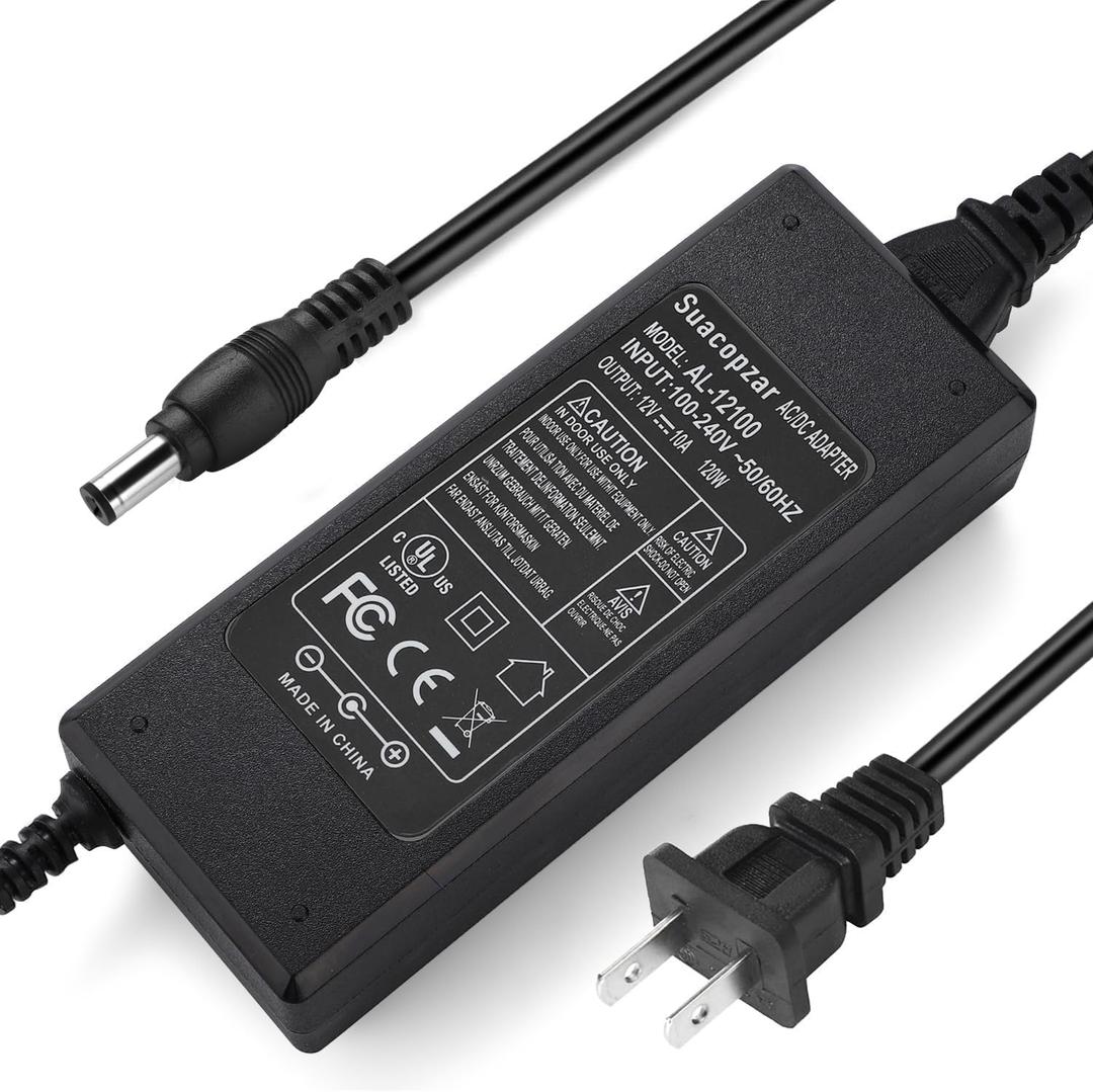 AC 100-240V to DC 12V 10A Power Supply Adapter Converter Transformer, 12 Volts 10 Amps Power Transformer 5.5x2.5mm & 5.5x2.1mm Tip, 12V AC to DC Converter for LED Strip Light CCTV Cameras 3D Printer