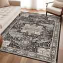 Washable 4x6 Area Rugs - Soft Area Rug for Living Room Stain Resistant Carpet Vintage Indoor Ultra-Thin Rugs for Bedroom Kitchen entryway with Non Slip Backing Home Decor Small Mat 4X6 Black