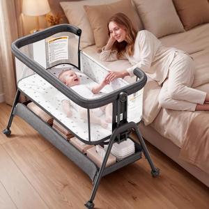 ANGELBLISS 3 in 1 Baby Bassinet, Baby Bedside Bassinet with Full Mesh, Crib