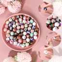 Ferreve 60 Pcs 15mm Silicone Beads Bulk Spring Flower Print Round Focal Beads Rubber DIY Silicone Loose Bead for Bracelet Making Kit for Keychain Pens Necklace Bracelets Jewelry Making