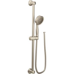 Moen Brushed Nickel High Single Function Pressure Handheld Showerhead with 69-Inch-Long Hose and 24-Inch Slide Bar