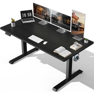 Veken 63"x28" Wider Large Standing Desk, Electric Height Adjustable, Black