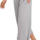 UEU Womens Capri Yoga Pants Summer Wide Leg Loose Casual Cropped Lounge Drawstring Pajama Capris Sweatpants with Pockets