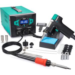 YIHUA 948D III Soldering Iron Desoldering Station Kit with Upgraded Desolder Tool, 110W EVO Solder Iron, Vacuum Pump, 3 Desoldering Nozzles, with Automatic Shutdown, Sleep Mode Functions.