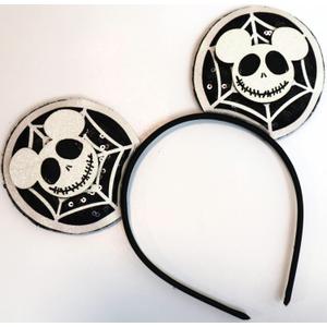 5 x CLGIFT Mickey Ears Halloween Headband with Sequin, Halloween Minnie Ears (White Web Jack)