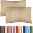King Pillow Cases Set of 2 - Ultra Soft Hotel Quality Pillowcase Covers - Comfy, Cozy & Wrinkle Free - Shrinkage and Fade Resistant - Machine Washable Pillow Protectors - 2 Piece Set - Heathered Tan