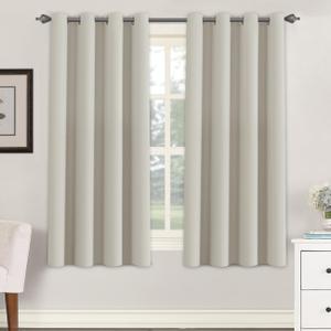 H.VERSAILTEX Blackout Room Darkening Thermal Insulated Grommet Window Curtains for Living Room,Grommet Top,Ivory/Cream Pattern,52x63-inch, Sold by 2 Panels