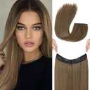 REECHO Invisible Wire Hair Extensions with Transparent Headband Adjustable Size Removable Secure Clips in Straight Secret Hairpiece for Women (20 Inch (Pack of 1), Light Ash Brown with Highlights)