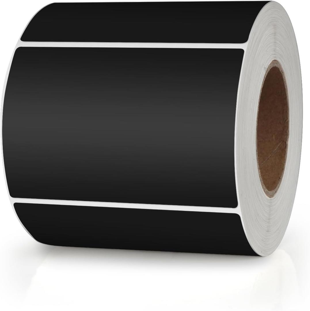 Black Rectangle Stickers 3 x 2 Inch Color Coding Labels Vinyl Roll Self-Adhesive Waterproof Removable 500 PCS