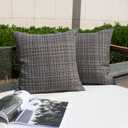 Kevin Textile Pack of 2 Decorative Outdoor Waterproof Throw Pillow Covers Lumbar Pillowcases Modern Cushion Cases for Patio Couch Bench 22 x 22 Inch Grey