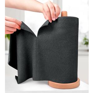 KitchLife Microfiber Cleaning Cloth Roll - Tear-Away Reusable Microfiber Paper Towels, Lint-Free, Washable, 20 Sheets for Kitchen, Car, Dishes, and Sensitive Surfaces (Black)