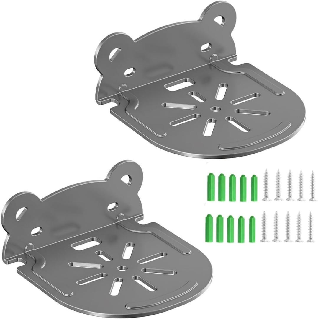 2 Sets Heavy-Duty Steel L-Shaped Security Camera Mount Bracket - Universal Fit for Dome & Turret Cameras, Built-in Wire Management, Ideal for CCTV, Baby Monitors & IP Cameras, Black