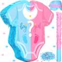 Sratte 4pcs 12.6 x 12 Inches Baby Gender Reveal Piñata Set with Confetti Stick Blindfold Pink Blue Pajama Piñata Girl Gender Reveal Decorations Party Supplies for Boy Baby Shower