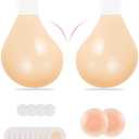 Sticky Bra for Large & Saggy Breasts – Invisible Lift Push Up Bra, Reusable Strong Adhesive No-Show Sticky Boobs (US, Cup Band, DDD, Natural Style)