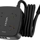 6 Ft Surge Protector Power Strip - 8 Widely Outlets with 4 USB Ports, 3 Side Outlet Extender with 6 Feet Extension Cord, Flat Plug, Wall Mount, Desk USB Charging Station, ETL,Black