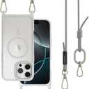 MAGEASY Case for iPhone 16 Pro Max 6.9" - Case with Crossbody Strap, 16ft Drop Protection, Compatible with MagSafe | Roam M (Titanium Gray)