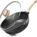 CAROTE 10Inch Nonstick Deep Frying Pan with Lid, 4.5 Qt Jumbo Cooker Saute Pan with Pour Spout, Skillet Induction Cookware, Non Stick Cooking Pan PFOA Free, Classic Granite