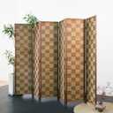 Furnnylane 6 Panel Bamboo Room Divider – 5.6 ft Tall Double-Sided Folding Privacy Screen, Freestanding Wall Partition for Home Office & Bedroom, Caramel Woven Texture, Easy Setup (67" H x 94.5" W)