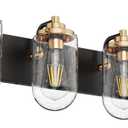 Ralbay Vintage Metal Black Bathroom Vanity Light Fixtures 4 Light Matte Black with Seeded Glass Wall Lighting Fxiture