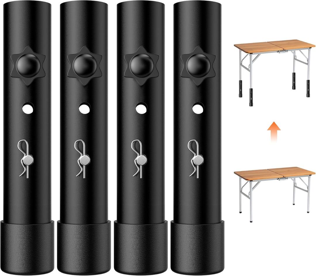 4 Pack Table Leg Extenders for Folding Table Straight/Bent Leg,Heavy Duty Folding Table Leg Risers Extensions,2 Levels/Heights Adjustable Risers Portable For Indoor&Outdoor Use Easy Installation