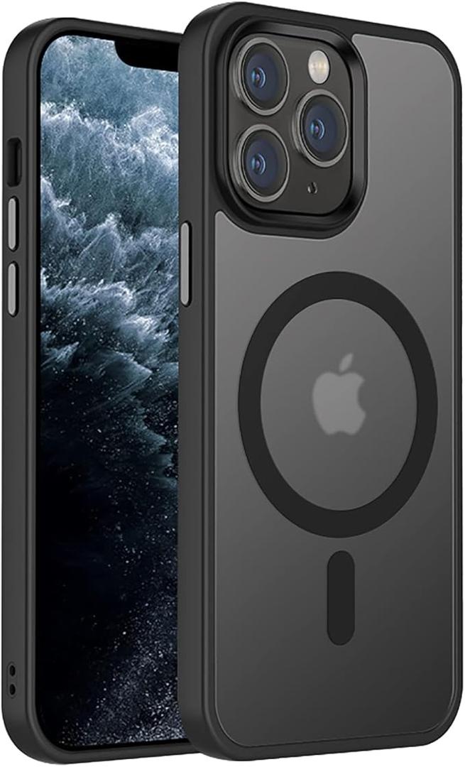 TORRAS - Guardian Magnetic Military Grade Drop Tested & Compatible MagSafe slim Frosted Case designed for Apple iPhone 16 Pro - Black