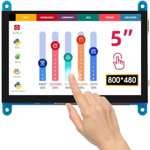 ELECROW 5 Inch Touch Screen Monitor for Raspberry Pi - 800480 Mini Monitor Touchscreen LCD Display Compatible with Raspberry Pi 5/4/3B+/3B, BB Black, Banana Pi, Jetson Nano, Windows, PC