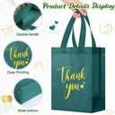 Sweetude 30 Pcs Thank You Gift Bags with Handles, Reusable Non Woven Foldable Goodie Bags Bulk for Graduation Teacher Appreciation Wedding Bridesmaid Favors(10 x 8 x 4 Inch,Dark Green)
