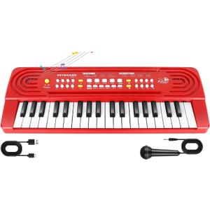 Kids Toddler Toy Piano Keyboard - 37 Key Pianos for Kid Music Toys Instruments with Microphone | Explore Creativity, Perfect Birthday for 3-8 Year Old (Red)