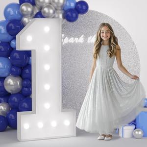 JoyMuse 4FT Marquee Numbers 1, Large Light Up Numbers 1 for 1st 10th 30th 50th Birthday Decorations Cool White Light Number 1 for Anniversary Birthday Party Decor