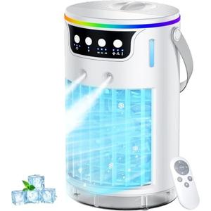 Portable Air Conditioners, Personal Evaporative Air Cooler 1200ML with Ice Cooling Mist Fans That Blow Cold Air Like AC Mini AC Unit for Bedroom, Home Office Desk and Car RV (Ivory White)