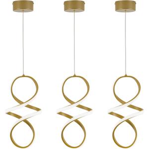 MAYNA Spiral Kitchen Island Pendant Lights, Led Chandelier 3 Pack (Gold)