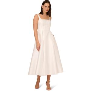 Adrianna Papell Women's Tea Length Midi Dress, Ivory, 16