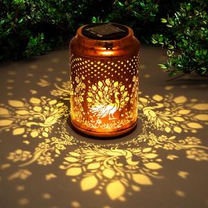 YISITEONE Peacock Outdoor Solar Lanterns, Garden Waterproof Metal Hanging Decor Lights for Patio Yard Pathway Lawn Front Porch, Birthday Gardening Gifts for Women Mom Grandma