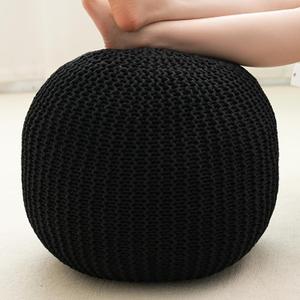 Pouf Ottoman Stuffed Round Modern Foam Filled Foot Rest Poufs for Living Room Chair Decorative 20 X 14 Inches Boho Relax Stool for Wedding Christmas Party, (Black, 20 Inch)